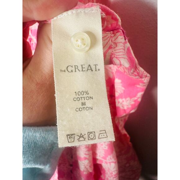 THE GREAT Pink Floral Tiered The Whipstitched Plumeria Midi Dress Size 1 - Picture 10 of 12